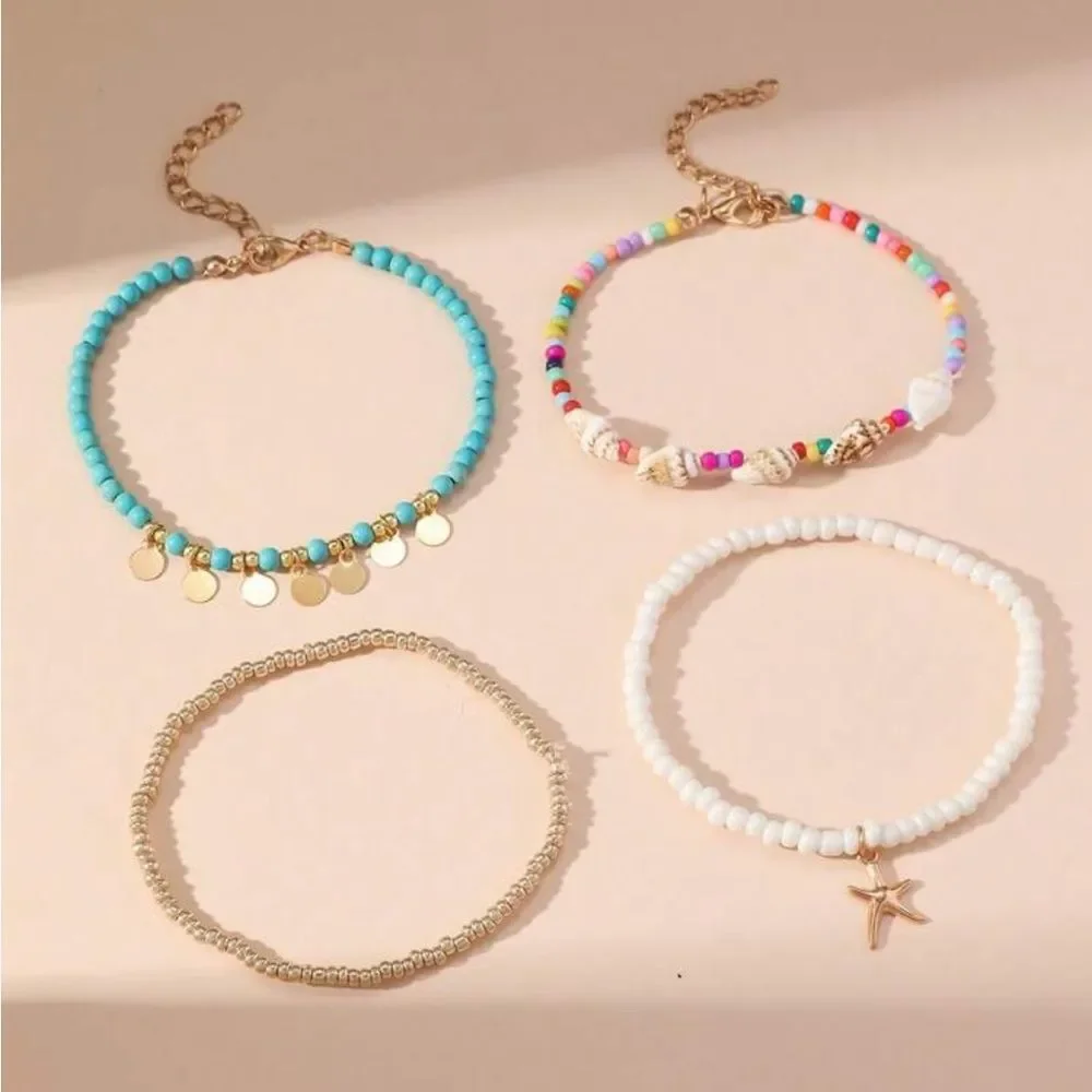 Colorful Beaded Anklet Set R205